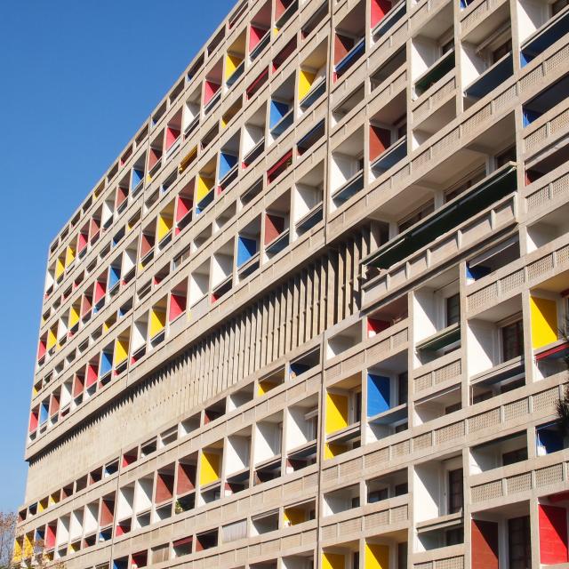 Le Corbusier, La Cité Radieuse, façade colorée