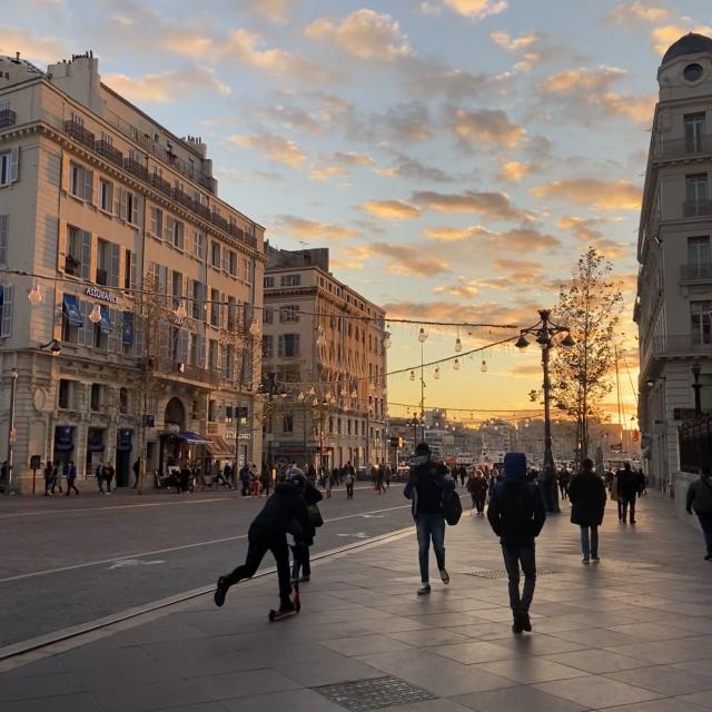 La Canebière coucher de soleil