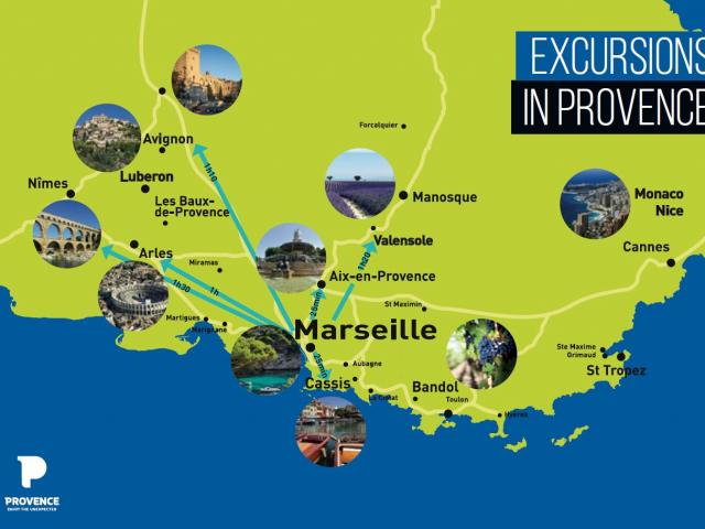 Carte des excursions en provence