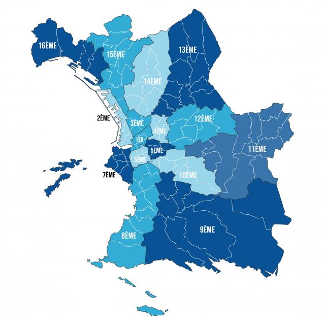 Carte des quartiers de Marseille