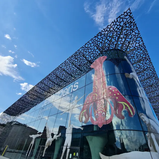 Mucem facade, Jeff Koons exhibition