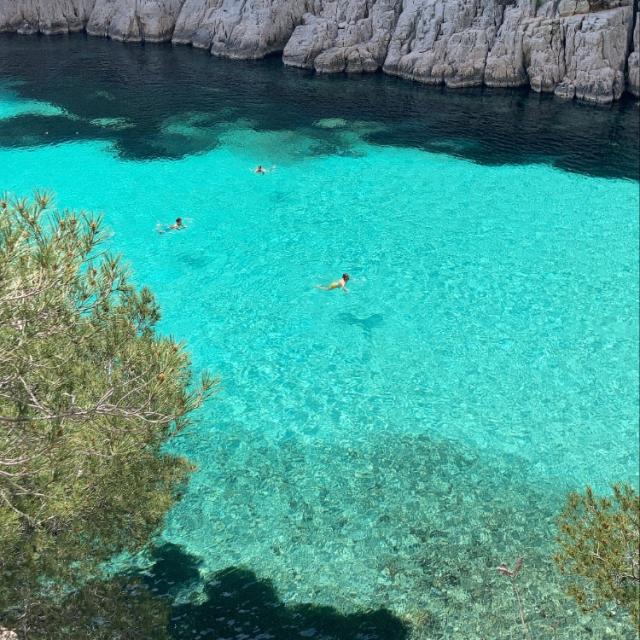 baigneurs dans la calanque d'En Vau