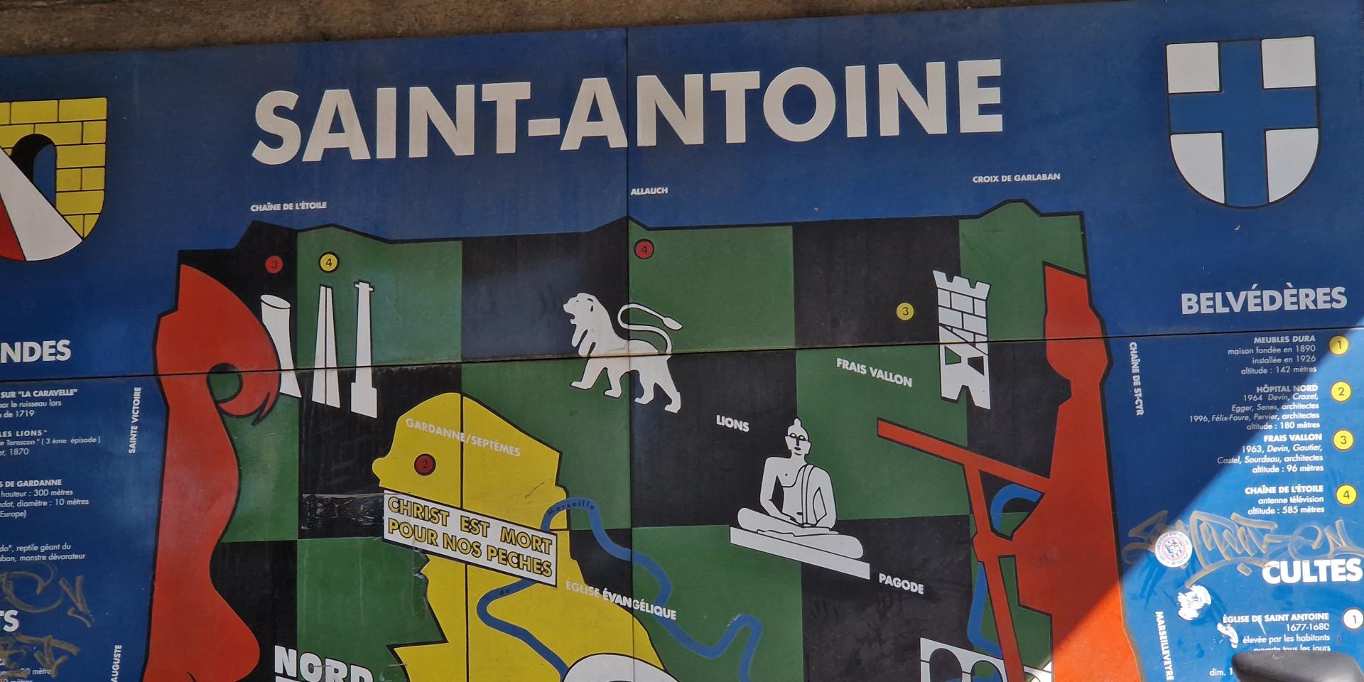 Panneau dans le quartier de Saint-Antoine