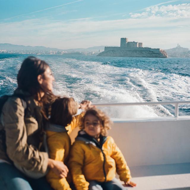 Women on a boat with her child